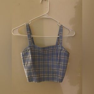 Blue Plaid Cropped Hollister Tank Top